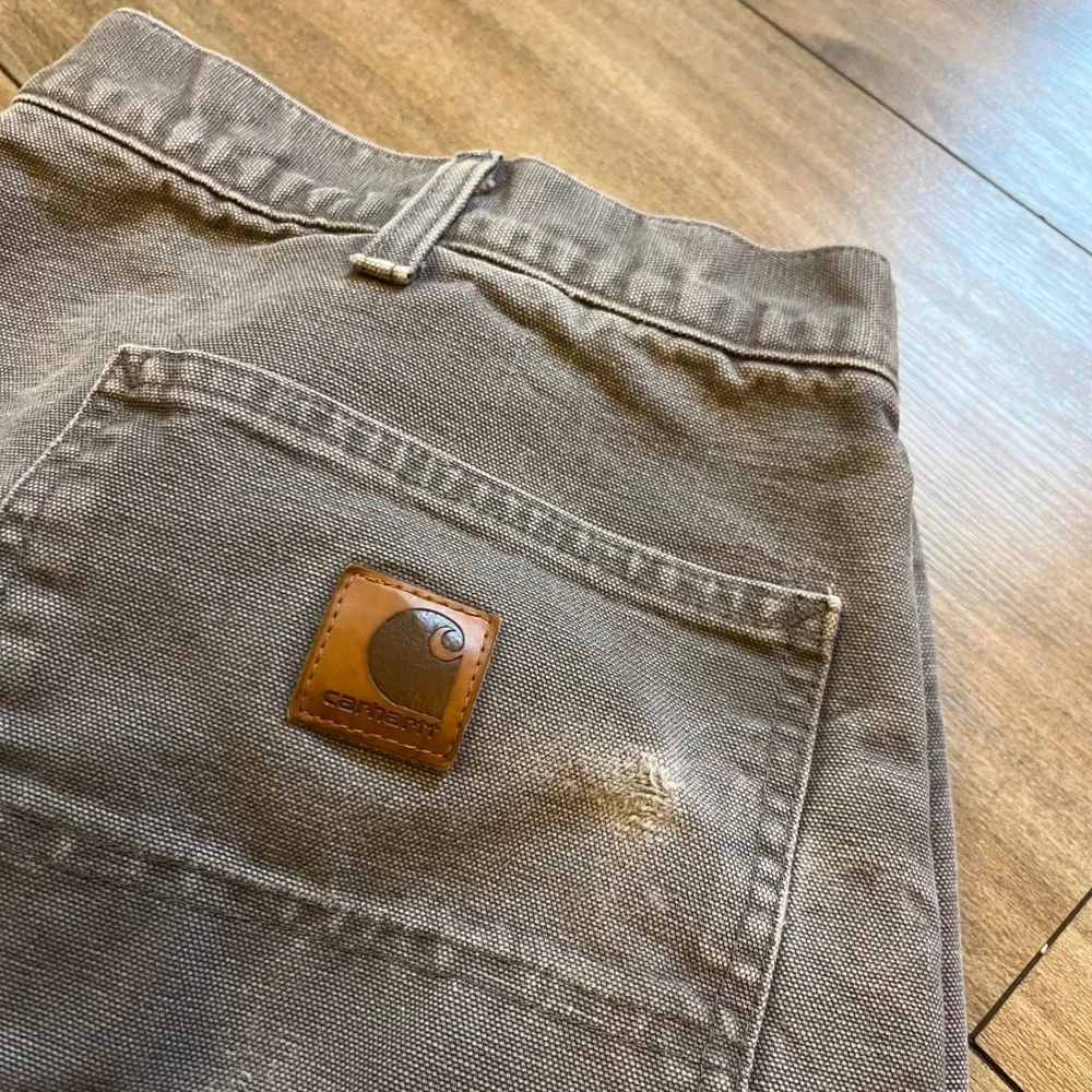 Carhartt B111 GVL Flannel Lined Duck Canvas Carpenter Pants Gray 40x32 Mens - Picture 2 of 7